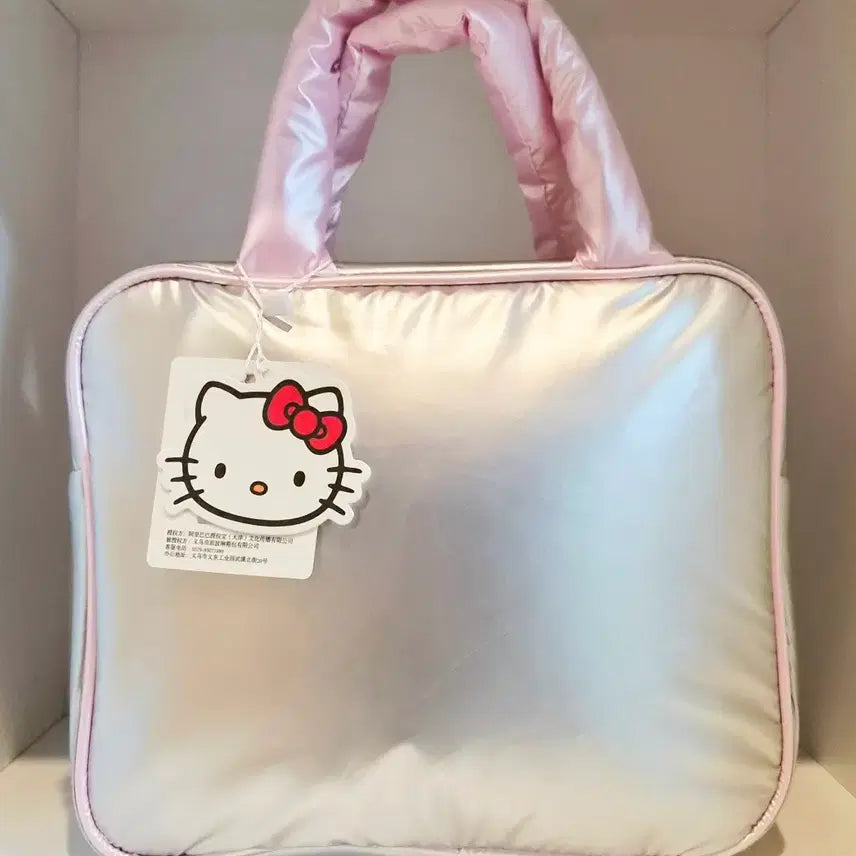 [BUNJANG] Hello Kitty Silver Dot Tote Bag / 헬로키티 실버 도트 패턴 토드백/키티 메탈릭 스퀘어 토트백 새상품