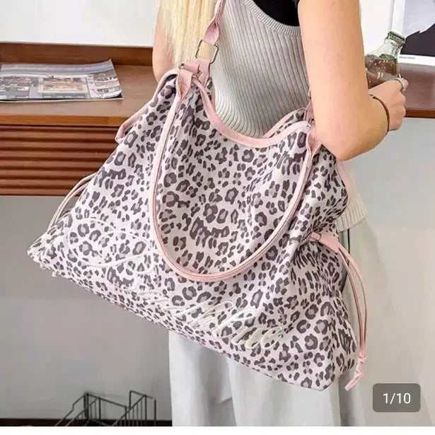 [BUNJANG] SHEIN Leopard Print Shoulder Bag Tote Bag / 쉬인 레오파드 핑크라인 숄더백 토트백 갸루백 Y2k