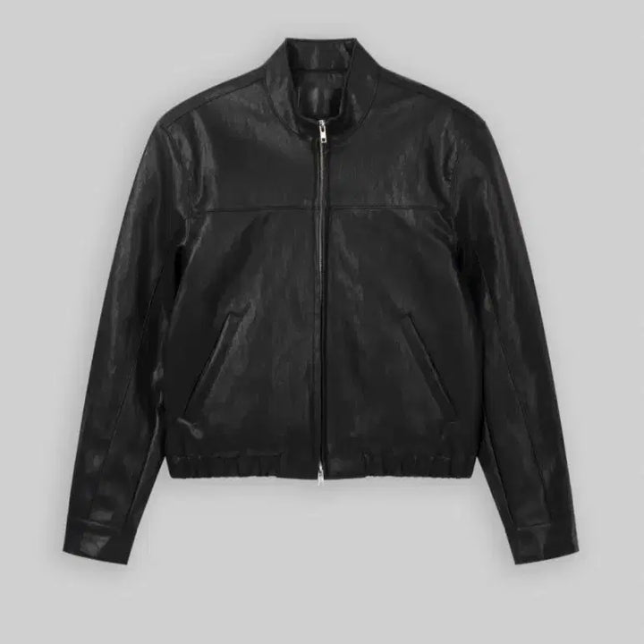 [SOLD OUT] BOWLOW 크롭 스탠드카라 레더 자켓 XL