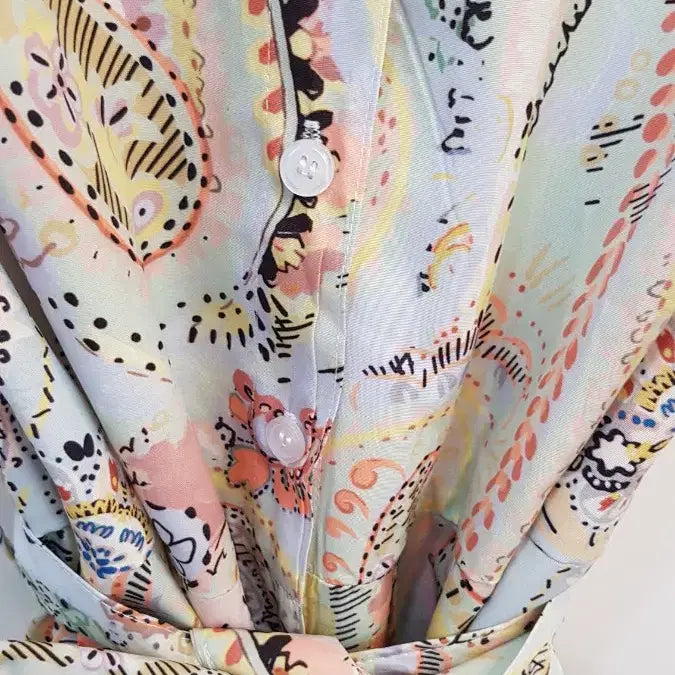 [BUNJANG] Zara Paisley Pattern Long Sleeve Dress / 자라 페이즐리 패턴 반팔 롱 원피스L