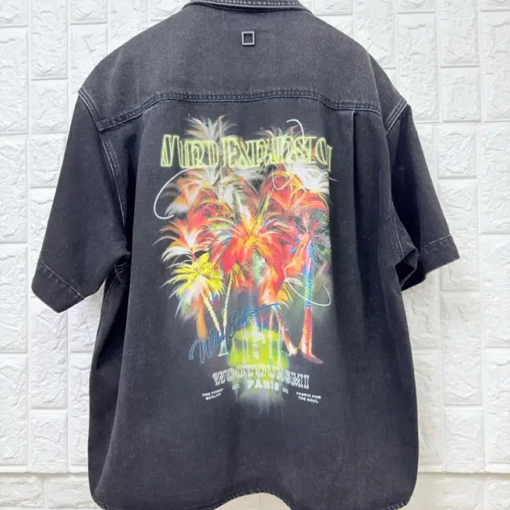 [BUNJANG] Wooyoungmi Palm Tree Short Sleeve Denim Shirt (Size 48) / (25ss새상품급) 우영미 야자수 숏슬리브 데님 (48)