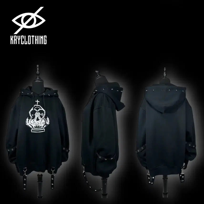 [BUNJANG] Kry Harness Belt Hooded Subculture Top / kry 하네스 벨트 후드 지뢰계 서브컬쳐
