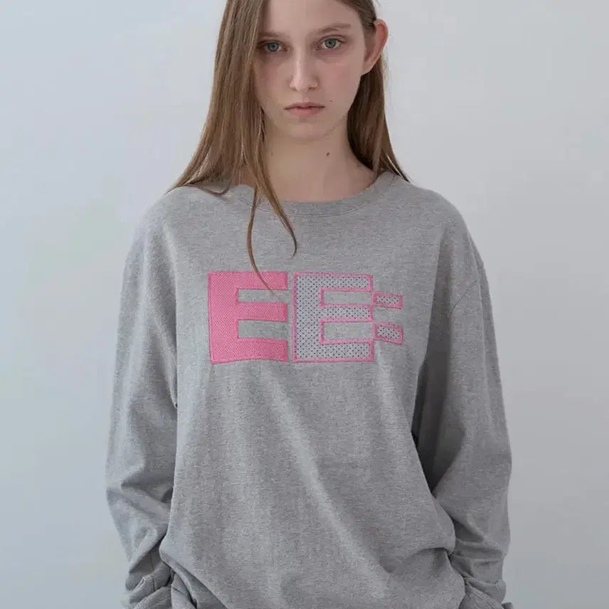 [BUNJANG] Enzo Blues Pixel Logo Long Sleeve Gray / 엔조블루스 픽셀 로고 롱슬리브 그레이