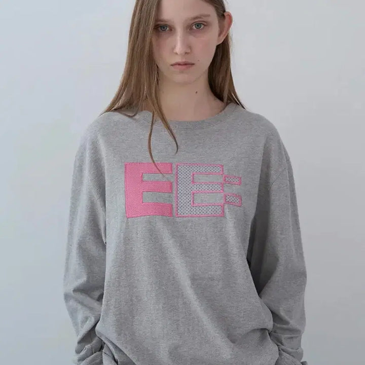[BUNJANG] Enzo Blues Pixel Logo Long Sleeve Gray / 엔조블루스 픽셀 로고 롱슬리브 그레이