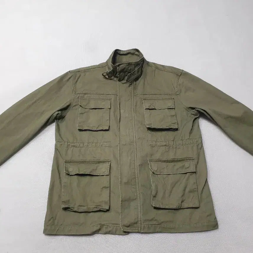 [BUNJANG] One-Point Khaki Cotton Field Jacket Size 110 / 원포인트 카키색 야상 면 자켓 110
