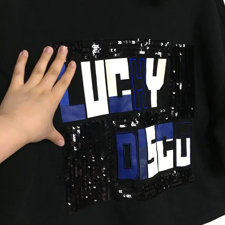 [BUNJANG] Lucky Chouette Sequin Short Sleeve T-shirt / 럭키슈에뜨 스팽글 반팔 티셔츠 38