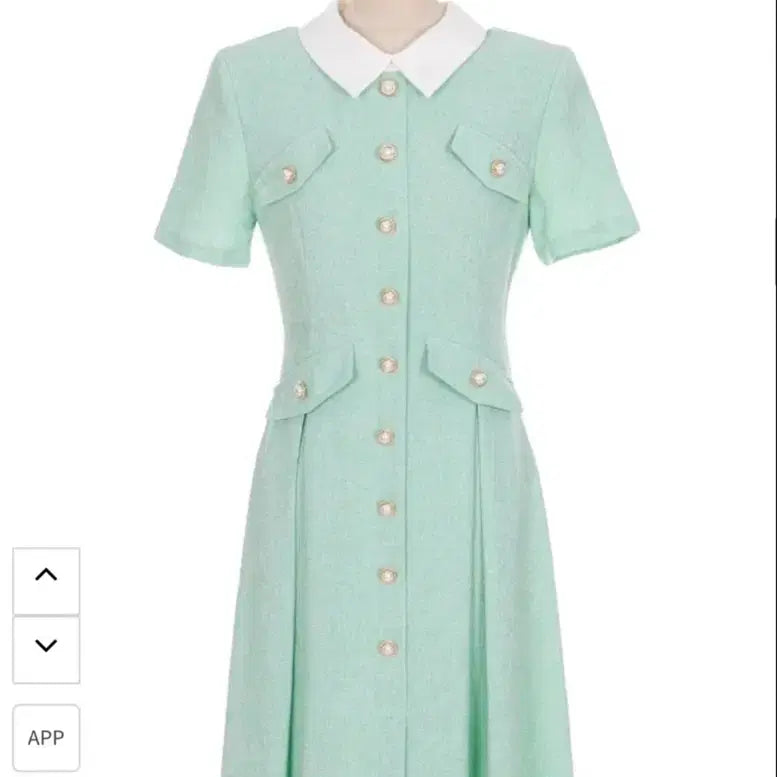 [SOLD OUT] 딘트 카라 트위드 민트 원피스