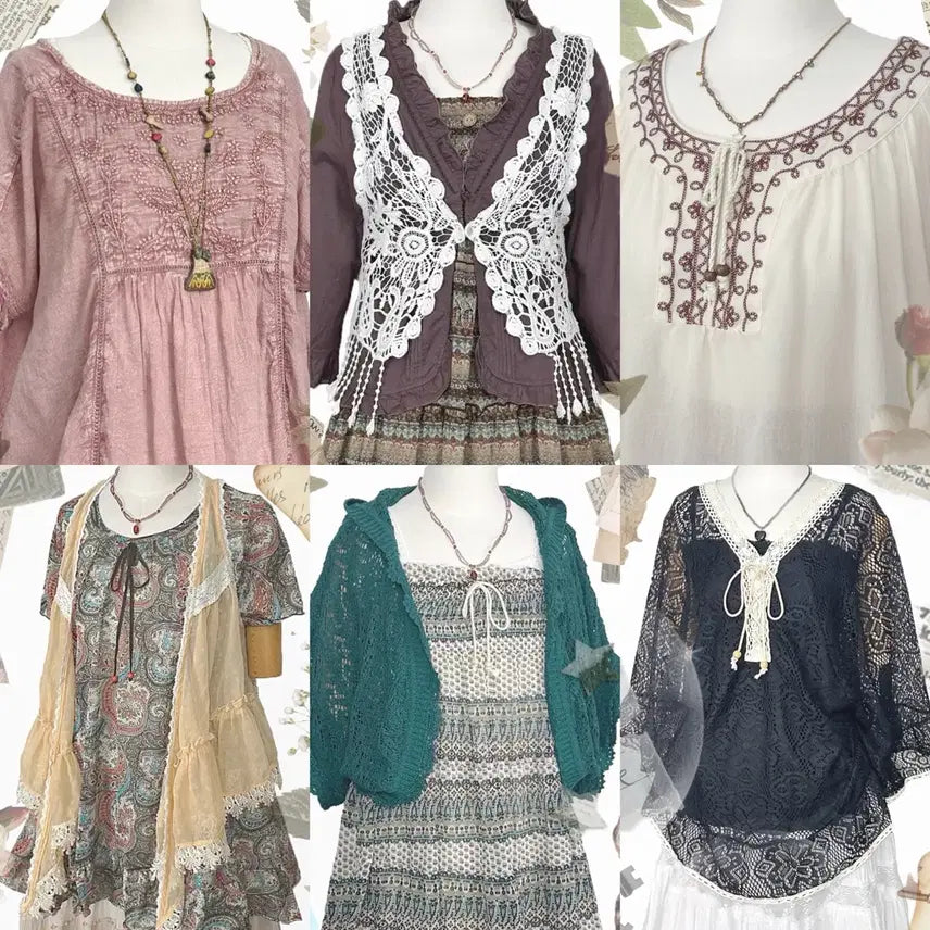 [BUNJANG] Vintage Y2K Ethnic Lace Skirt / 일본빈티지y2k에스닉히피모리걸하구미룩셔링레이스스커트치마가디건원피스나시니트