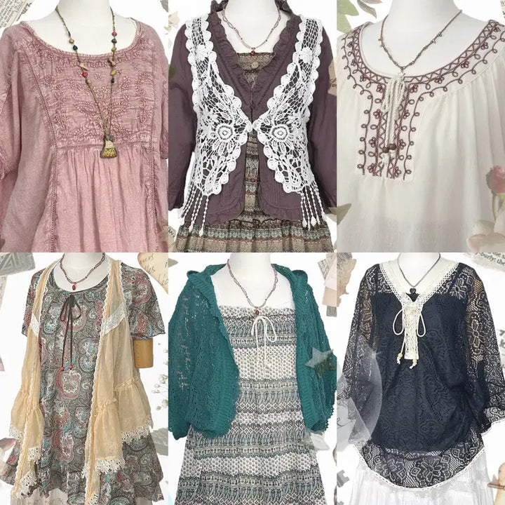 [BUNJANG] Vintage Y2K Ethnic Lace Skirt / 일본빈티지y2k에스닉히피모리걸하구미룩셔링레이스스커트치마가디건원피스나시니트