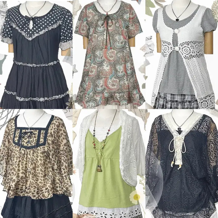 [BUNJANG] Vintage Y2K Ethnic Lace Skirt / 일본빈티지y2k에스닉히피모리걸하구미룩셔링레이스스커트치마가디건원피스나시니트