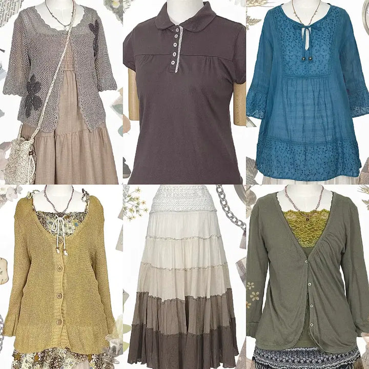 [BUNJANG] Vintage Y2K Ethnic Lace Skirt / 일본빈티지y2k에스닉히피모리걸하구미룩셔링레이스스커트치마가디건원피스나시니트