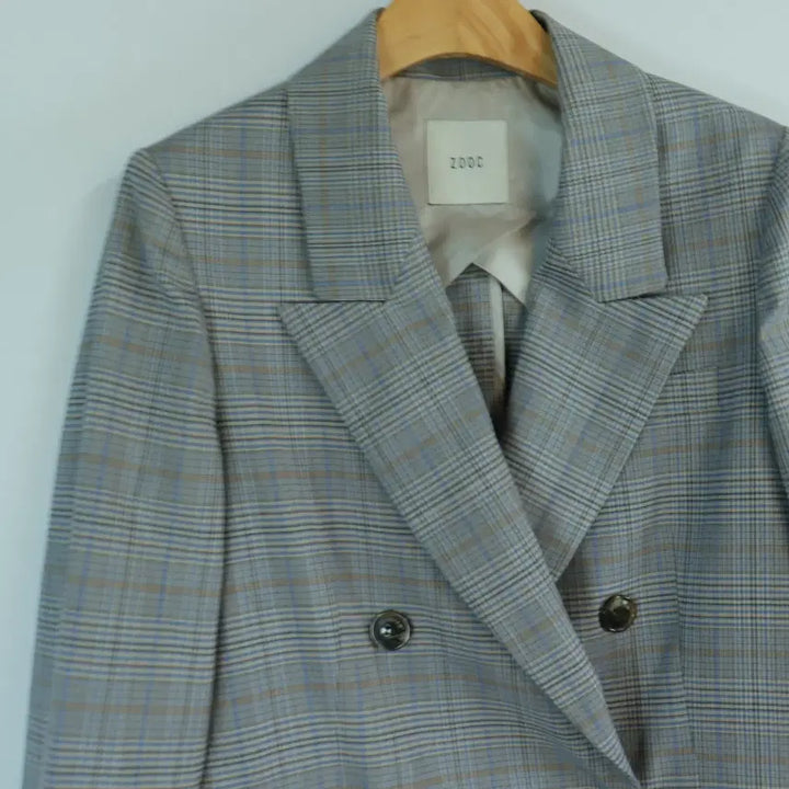 [BUNJANG] ZOOC Check Double Button Jacket - Brown, Size 55 / 쥬크 ZOOC 체크 더블 버튼 자켓 55사이즈 브라운 데일리룩