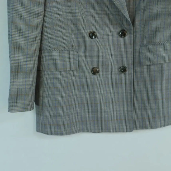 [BUNJANG] ZOOC Check Double Button Jacket - Brown, Size 55 / 쥬크 ZOOC 체크 더블 버튼 자켓 55사이즈 브라운 데일리룩