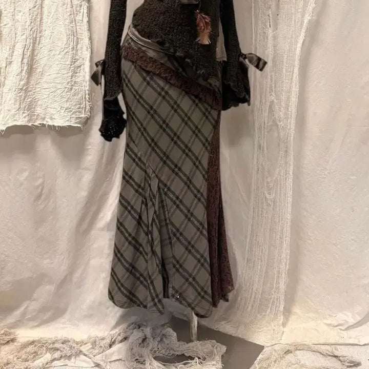 [BUNJANG] Kiru Vintage Ruffle Check Pattern Coordi Set / 키루 빈티지 코디 세트 판매