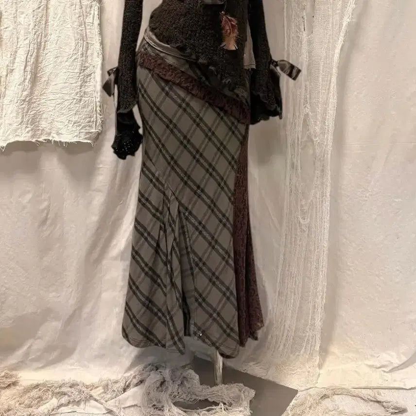 [BUNJANG] Kiru Vintage Ruffle Check Pattern Coordi Set / 키루 빈티지 코디 세트 판매