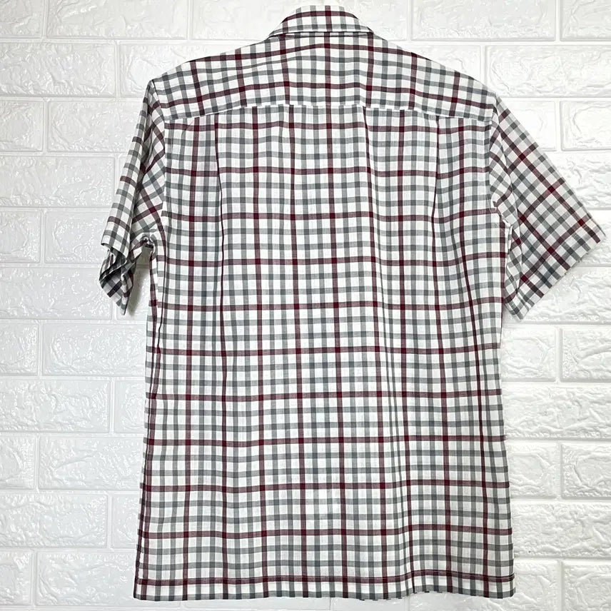 [BUNJANG] Daks Red and Gray Check Short Sleeve Shirt / 닥스 레드 그레이 체크 반팔 셔츠 95