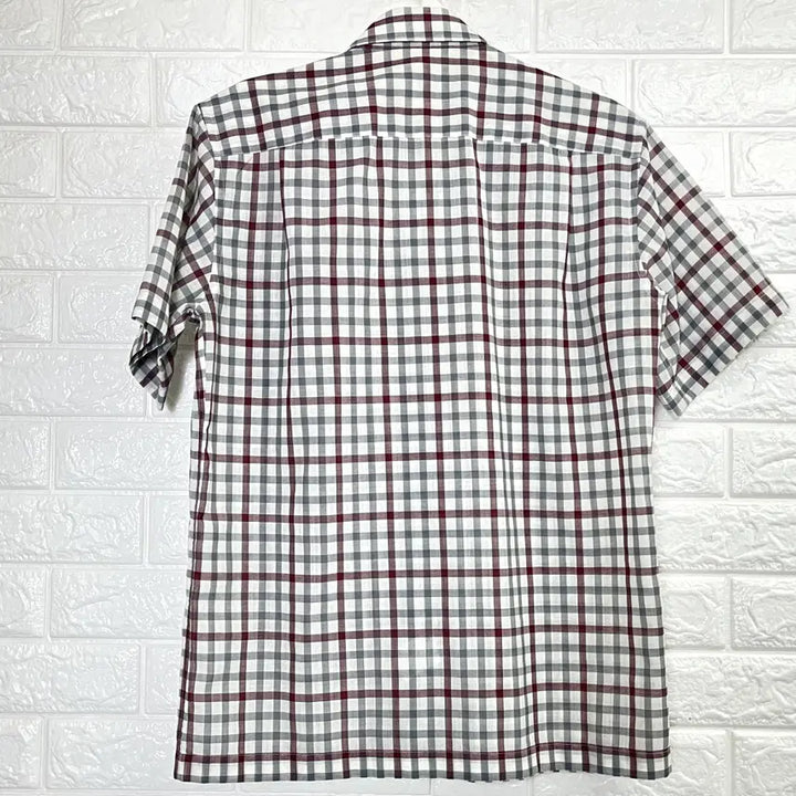 [BUNJANG] Daks Red and Gray Check Short Sleeve Shirt / 닥스 레드 그레이 체크 반팔 셔츠 95