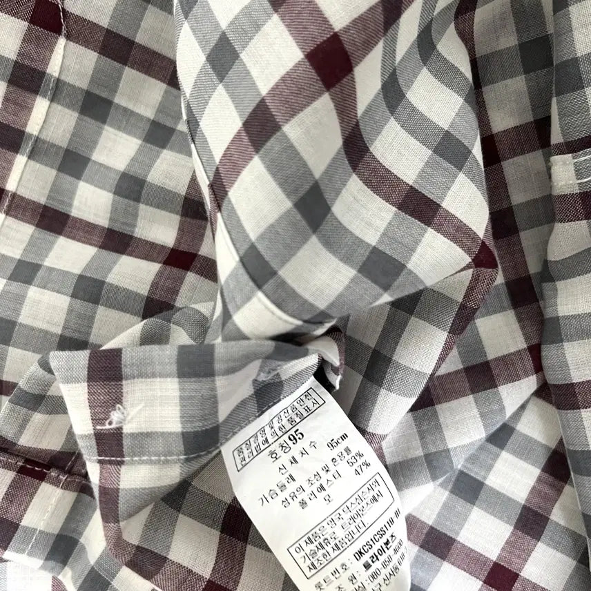 [BUNJANG] Daks Red and Gray Check Short Sleeve Shirt / 닥스 레드 그레이 체크 반팔 셔츠 95