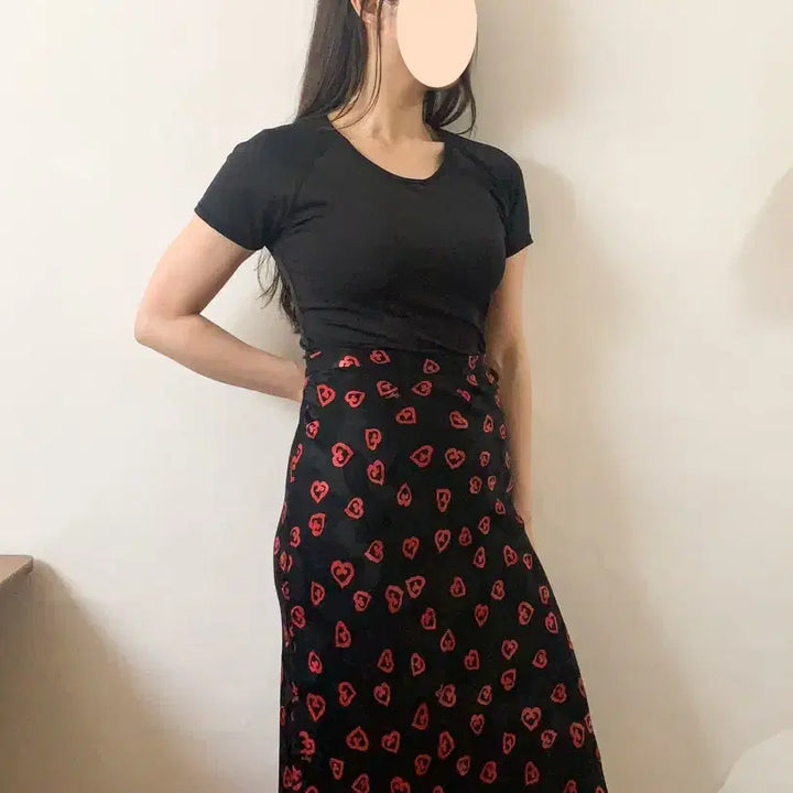 [SOLD OUT] [FR36] 루즈 후즈 Rouje 하트 패턴 롱 스커트
