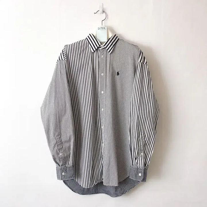 [BUNJANG] Polo Ralph Lauren Patchwork Striped Shirt / [US6] 폴로 랄프로렌 스트라이프 패치워크 셔츠