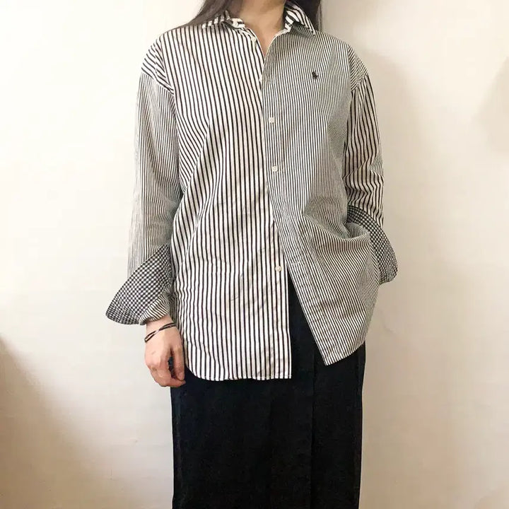 [BUNJANG] Polo Ralph Lauren Patchwork Striped Shirt / [US6] 폴로 랄프로렌 스트라이프 패치워크 셔츠