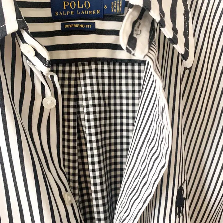[BUNJANG] Polo Ralph Lauren Patchwork Striped Shirt / [US6] 폴로 랄프로렌 스트라이프 패치워크 셔츠