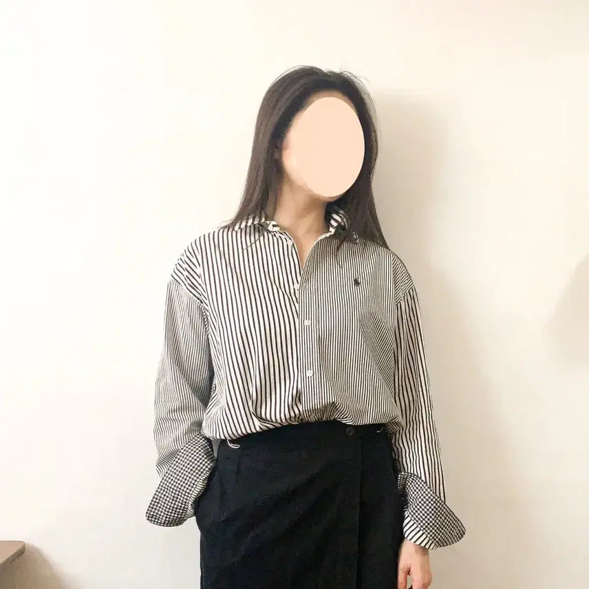[BUNJANG] Polo Ralph Lauren Patchwork Striped Shirt / [US6] 폴로 랄프로렌 스트라이프 패치워크 셔츠