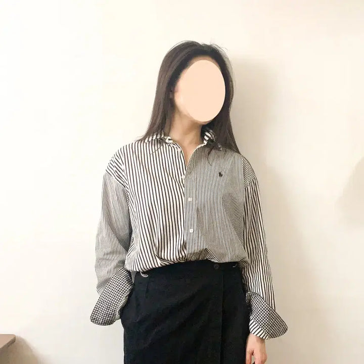 [BUNJANG] Polo Ralph Lauren Patchwork Striped Shirt / [US6] 폴로 랄프로렌 스트라이프 패치워크 셔츠