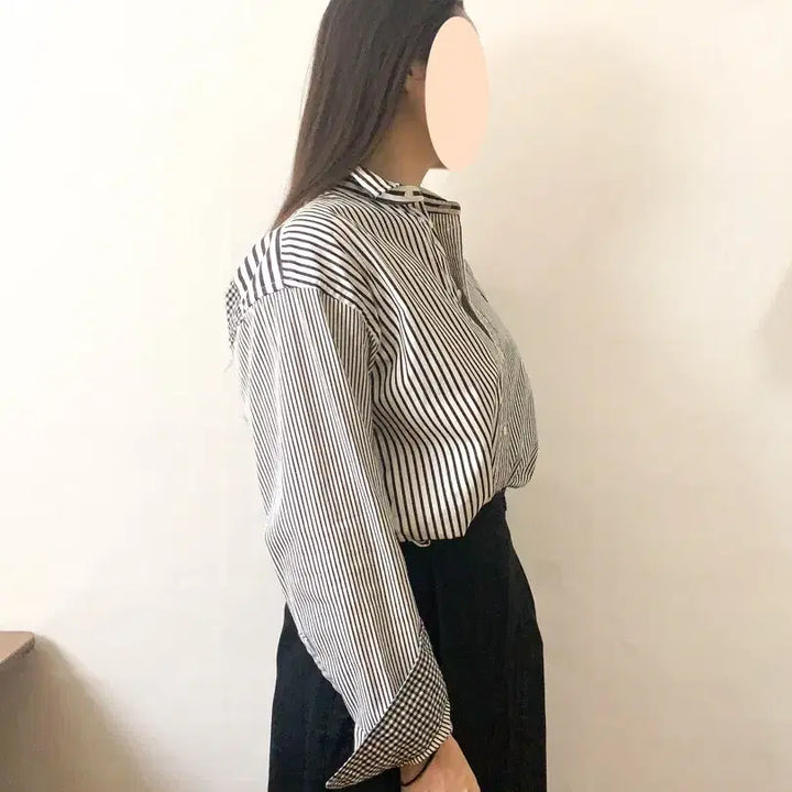 [BUNJANG] Polo Ralph Lauren Patchwork Striped Shirt / [US6] 폴로 랄프로렌 스트라이프 패치워크 셔츠