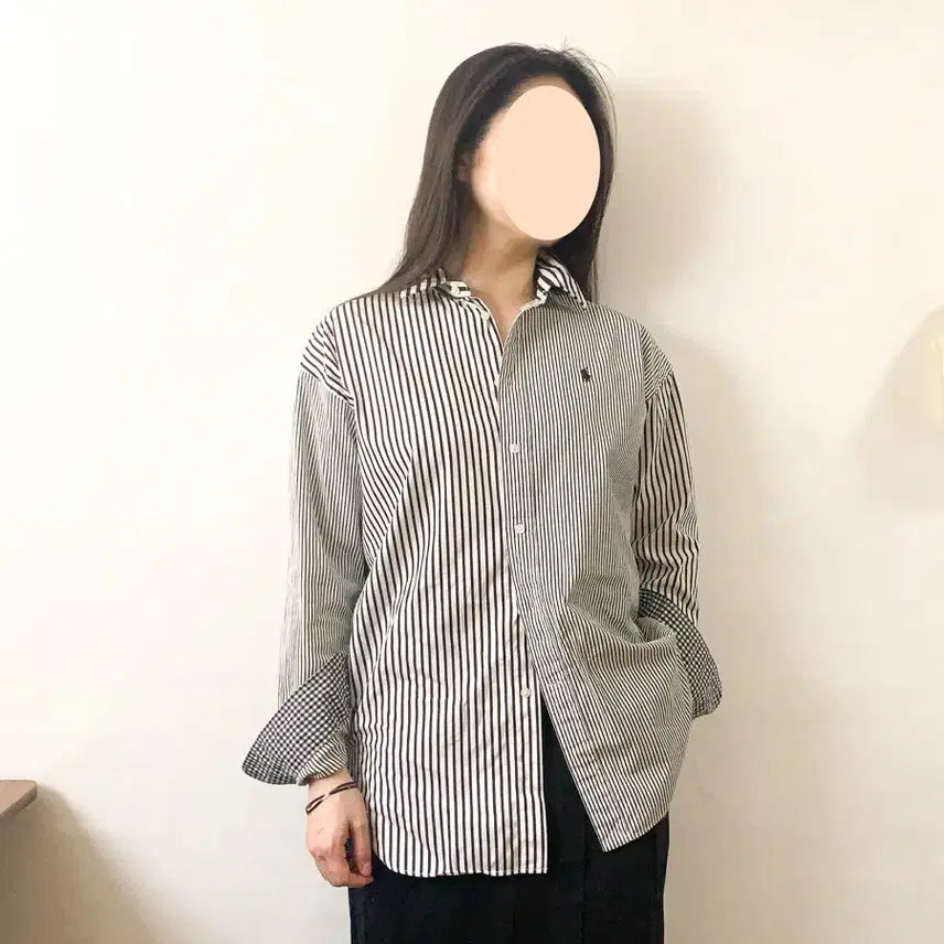 [BUNJANG] Polo Ralph Lauren Patchwork Striped Shirt / [US6] 폴로 랄프로렌 스트라이프 패치워크 셔츠