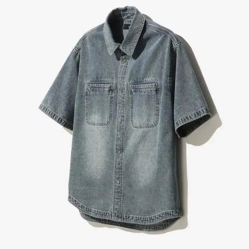 [BUNJANG] Il Corso Denim Short Sleeve Shirt Blue / 일꼬르소 데님 반팔 셔츠 블루