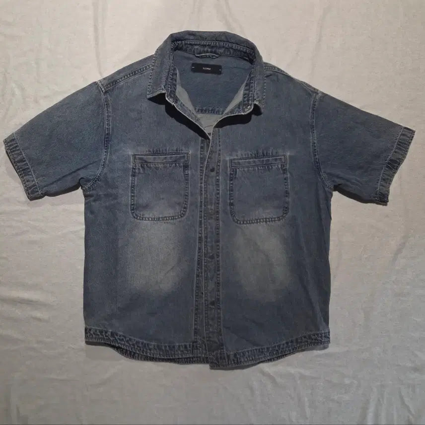 [BUNJANG] Il Corso Denim Short Sleeve Shirt Blue / 일꼬르소 데님 반팔 셔츠 블루