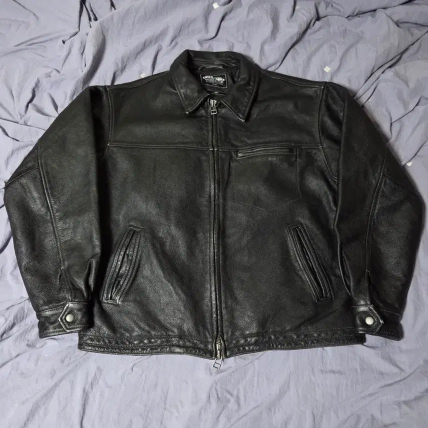 [BUNJANG] Prizmworks Distressed Leather Rider Jacket Washed Black L / 프리즘웍스 디스트로이드 레더 라이더 자켓 워시드 블랙 L