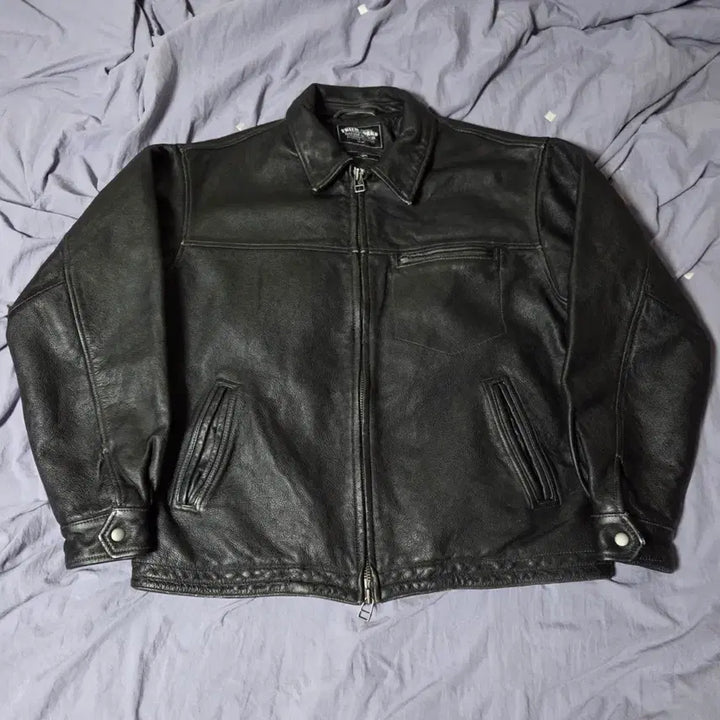 [BUNJANG] Prizmworks Distressed Leather Rider Jacket Washed Black L / 프리즘웍스 디스트로이드 레더 라이더 자켓 워시드 블랙 L