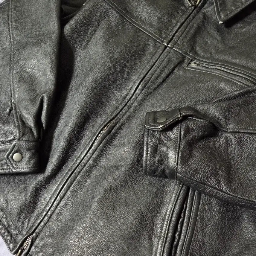 [BUNJANG] Prizmworks Distressed Leather Rider Jacket Washed Black L / 프리즘웍스 디스트로이드 레더 라이더 자켓 워시드 블랙 L