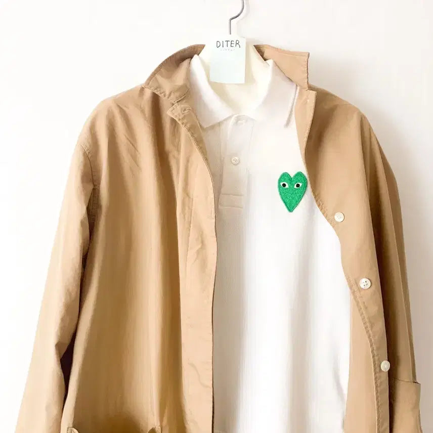 [BUNJANG] Comme des Garçons Play Green Heart Polo Shirt / [M] 꼼데가르송 그린 하트 폴로 셔츠