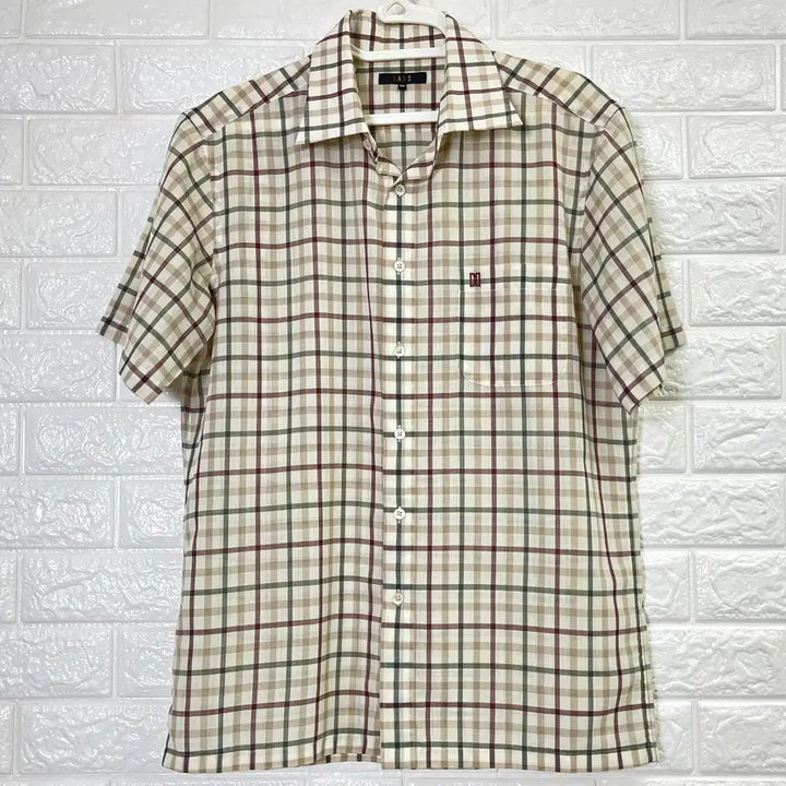 [BUNJANG] Daks Classic House Check Wool Blend Short Sleeve Shirt / 닥스 클래식 하우스 체크 울혼방 반팔 셔츠 100