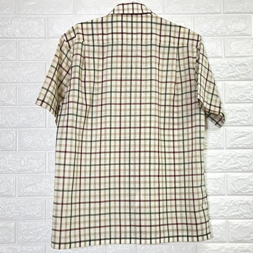 [BUNJANG] Daks Classic House Check Wool Blend Short Sleeve Shirt / 닥스 클래식 하우스 체크 울혼방 반팔 셔츠 100