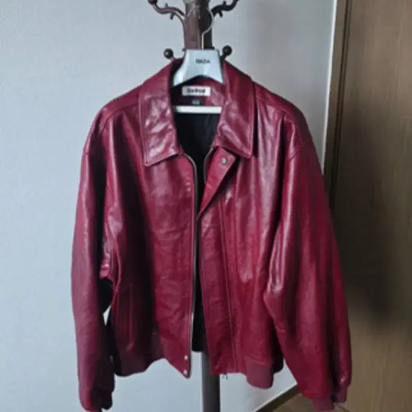 [BUNJANG] Burgundy Real Leather Jacket / 버건디 리얼 레더자켓