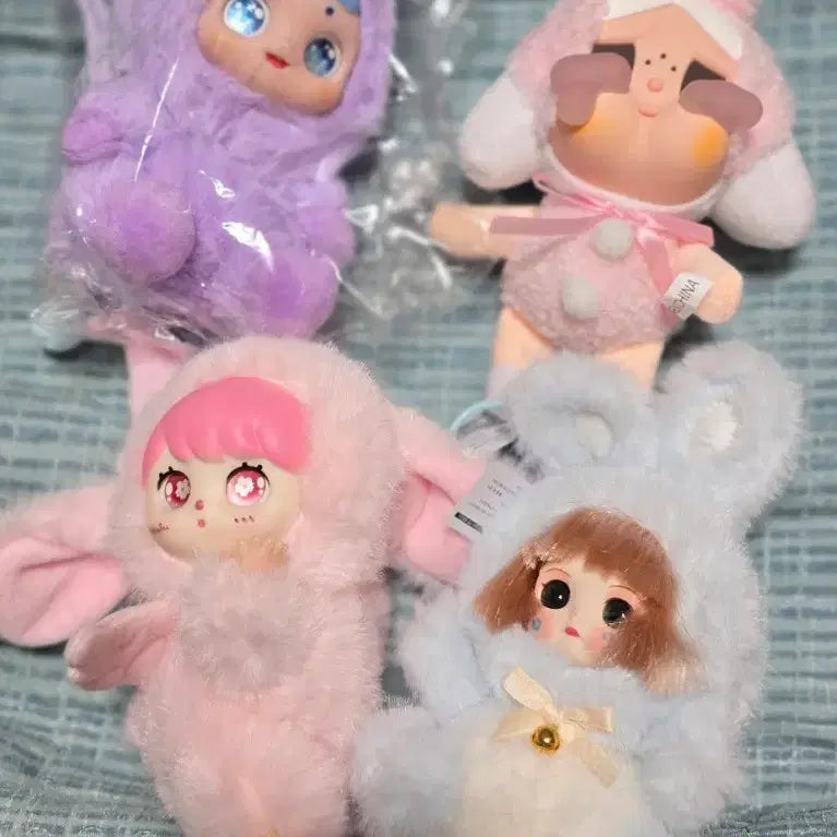 [BUNJANG] Cute Doll Keychain Set (4pcs) / 귀여운 인형 키링 세트 (4개)