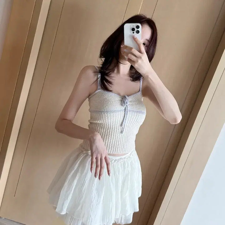 [BUNJANG] Heys Vailey Ribbon Knit Tank Top / (포장째새상품) 헤이에스 리본 니트나시 Vailey Ribbon Knit