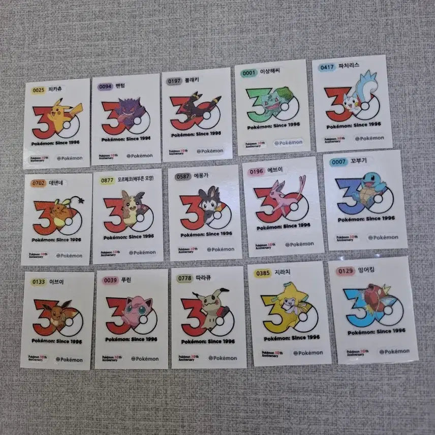 [BUNJANG] Pokemon Season 5 30th Anniversary Tteokbokki Stickers Bundle Set / 포켓몬 시즌5 30주년 띠부씰 일괄판매합니다