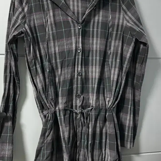 [BUNJANG] Checkered Hooded Cotton Shirt Dress / 체크 후드 면 셔츠 원피스 새제품