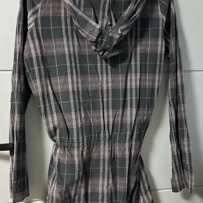 [BUNJANG] Checkered Hooded Cotton Shirt Dress / 체크 후드 면 셔츠 원피스 새제품