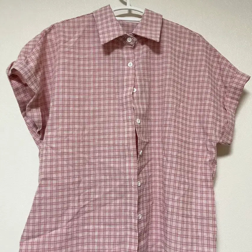 [SOLD OUT] 핑크 체크패턴 여름 반팔셔츠