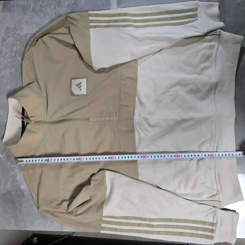 [BUNJANG] Adidas Half-Zip Up Beige Top / 아디다스 3선 하프집업 베이지