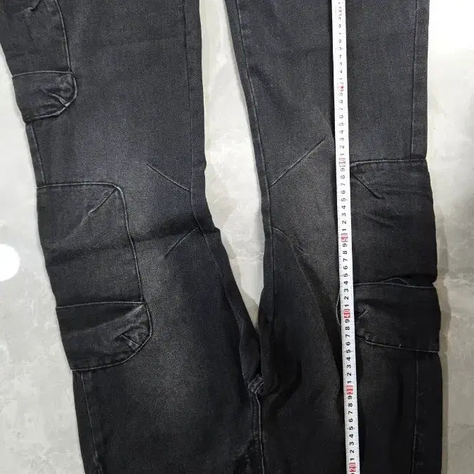 [BUNJANG] Black Washed Cargo Denim Pants / 블랙 워싱 카고 데님 팬츠
