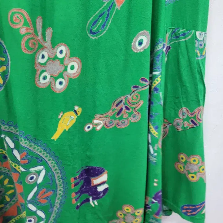 [BUNJANG] Yul Sleeveless Ethnic Pattern Dress / yul 에스닉 그린 패턴 민소매 원피스