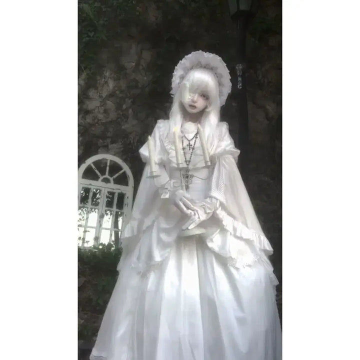 [BUNJANG] Gothic Lolita Collar Shirt and Skirt Set / 고딕 로리타 칼라장식+셔츠+스커트 세트(2컬러)