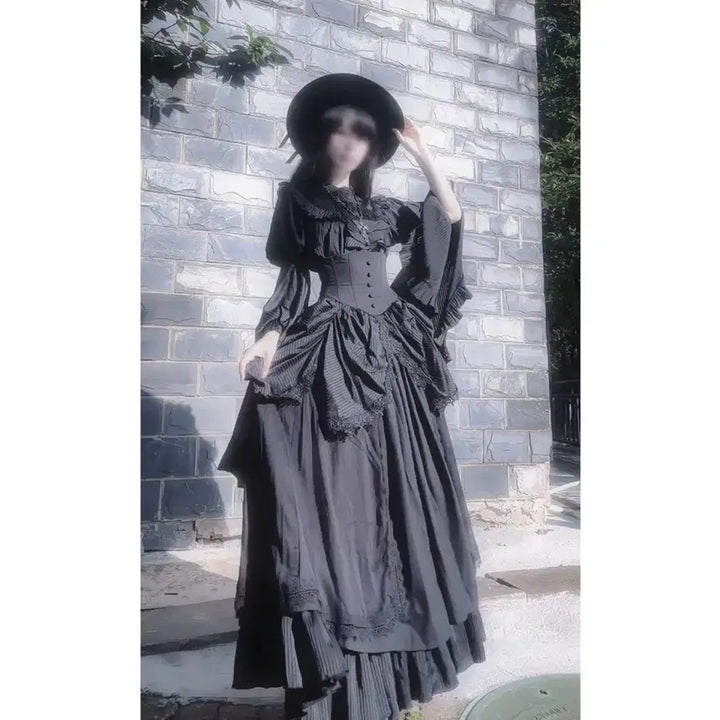 [BUNJANG] Gothic Lolita Collar Shirt and Skirt Set / 고딕 로리타 칼라장식+셔츠+스커트 세트(2컬러)